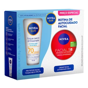 Kit Nivea Sun Protetor Solar Facial FPS70 40ml + Creme Antissinais 100g