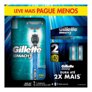 Kit Gillette Mach3 Aparelho  de Barbear 1 Un + Cargas 3 Un