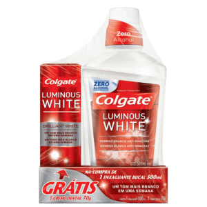 Kit Enxaguante Bucal Colgate Luminous White 500ml + Creme Dental Luminous White 70g