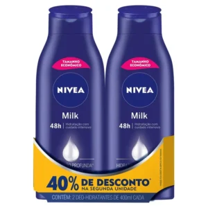 2 Loção Nivea Body Milk Hidratante Pele Seca Extrasseca 400ml cada
